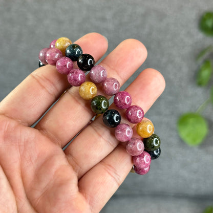 Natural  Multicolour Tourmaline Bracelet Size 9.3 mm