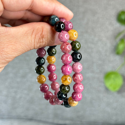 Natural  Multicolour Tourmaline Bracelet Size 9.3 mm