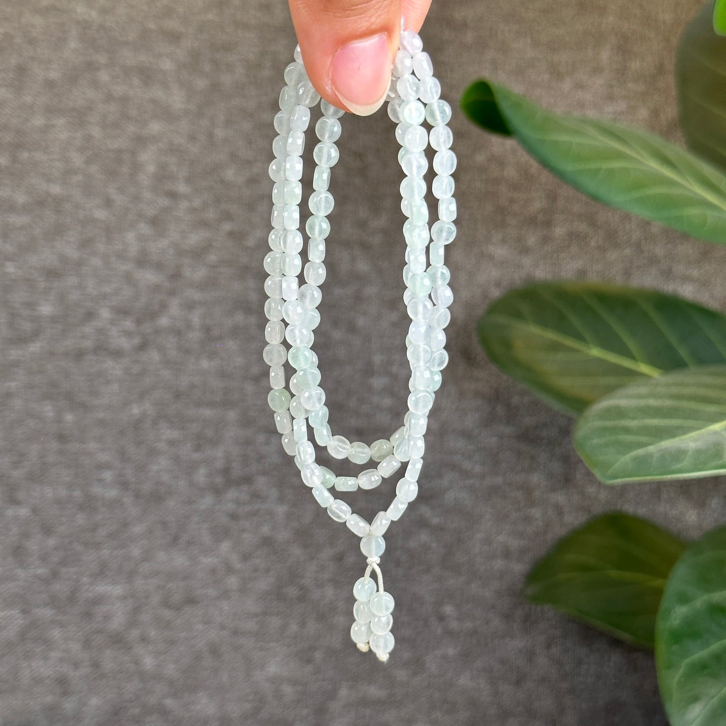 White Natural Jadeite Jade Type A Coin Triplewrap Bracelet size 5 mm