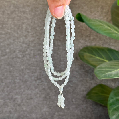 White Natural Jadeite Jade Type A Coin Triplewrap Bracelet size 5 mm