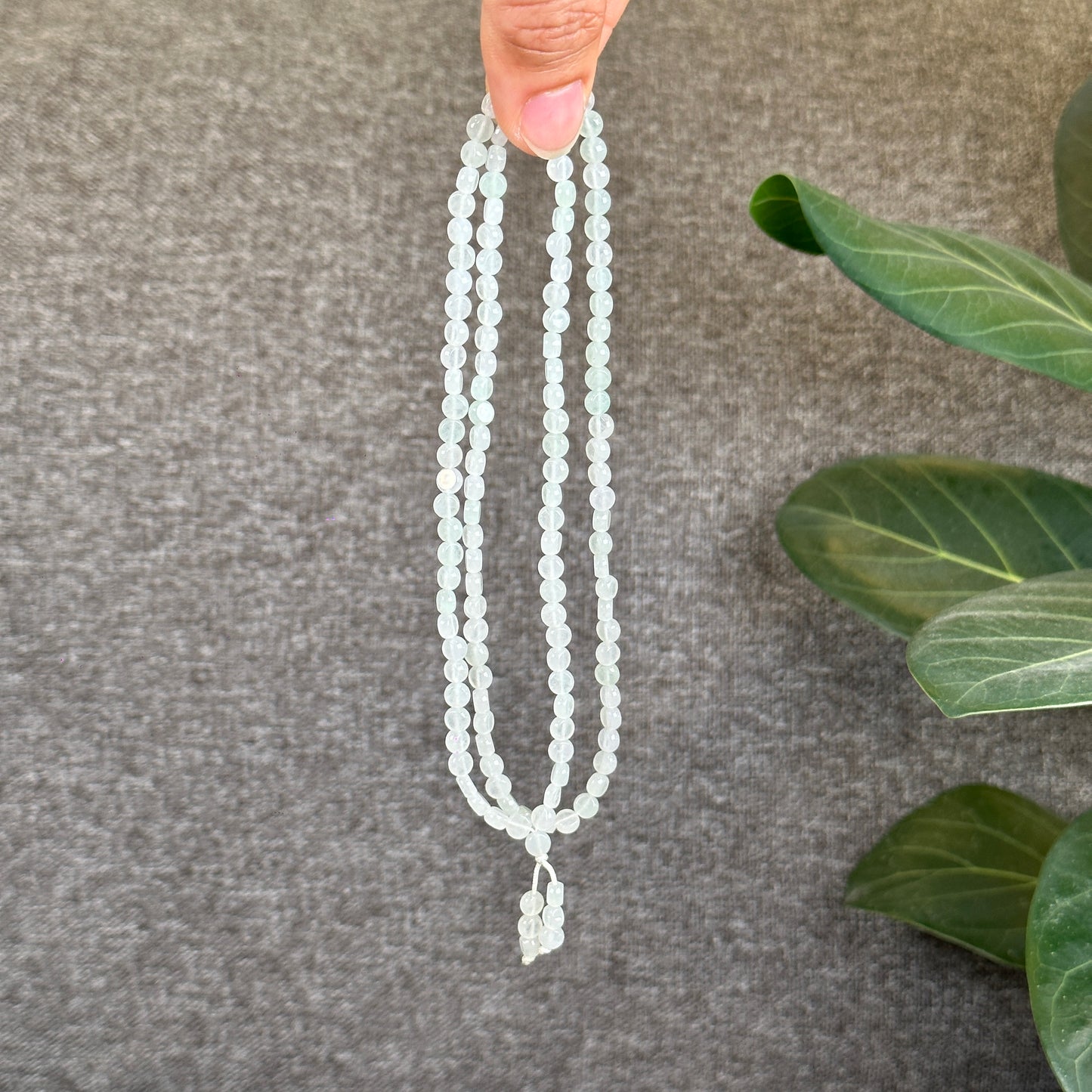 White Natural Jadeite Jade Type A Coin Triplewrap Bracelet size 5 mm