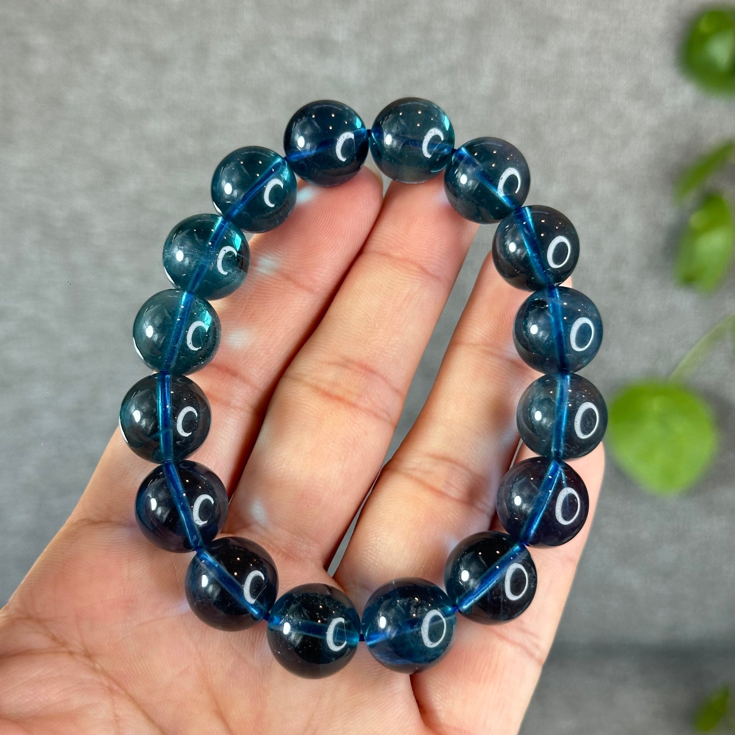 Natural Blue Fluorite Bracelet Size 13.5 mm