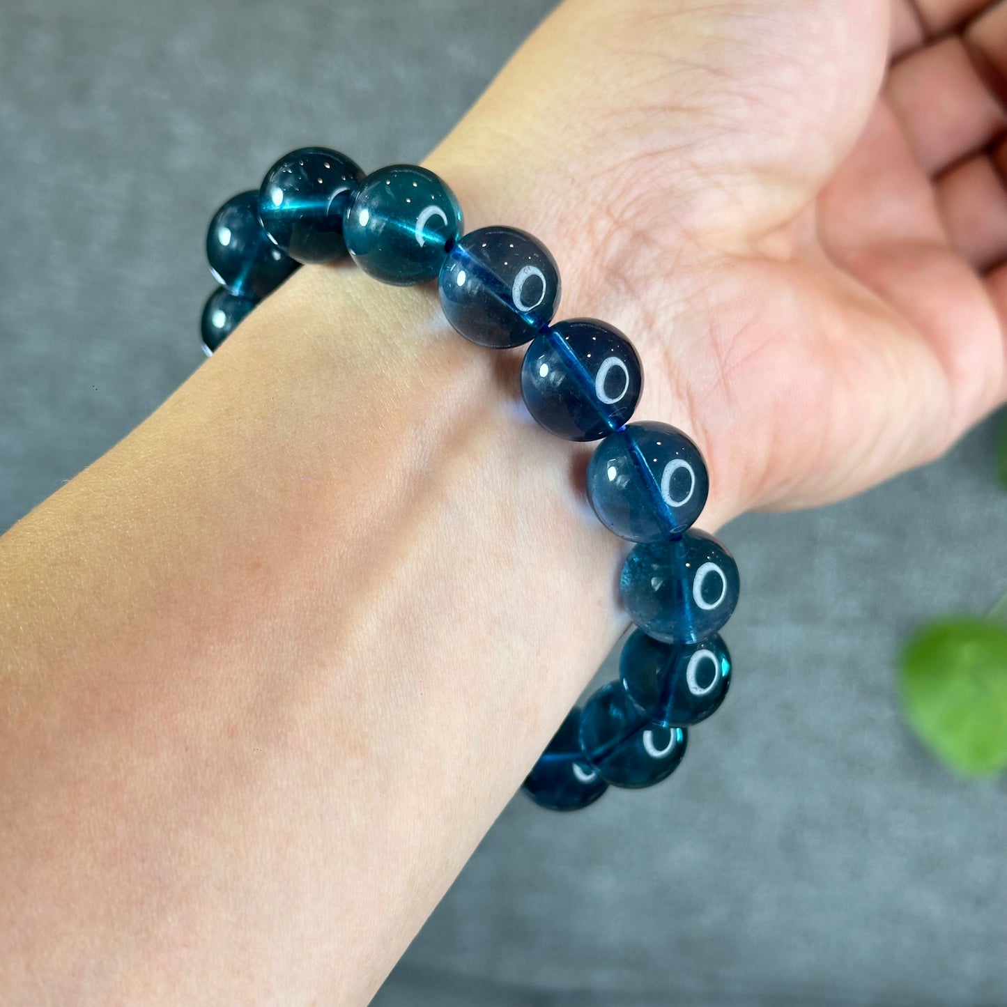 Natural Blue Fluorite Bracelet Size 13.5 mm