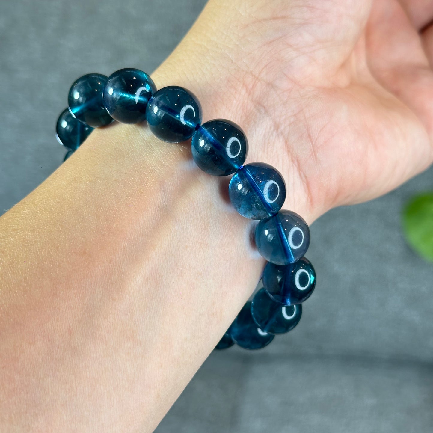 Natural Blue Fluorite Bracelet Size 13.5 mm