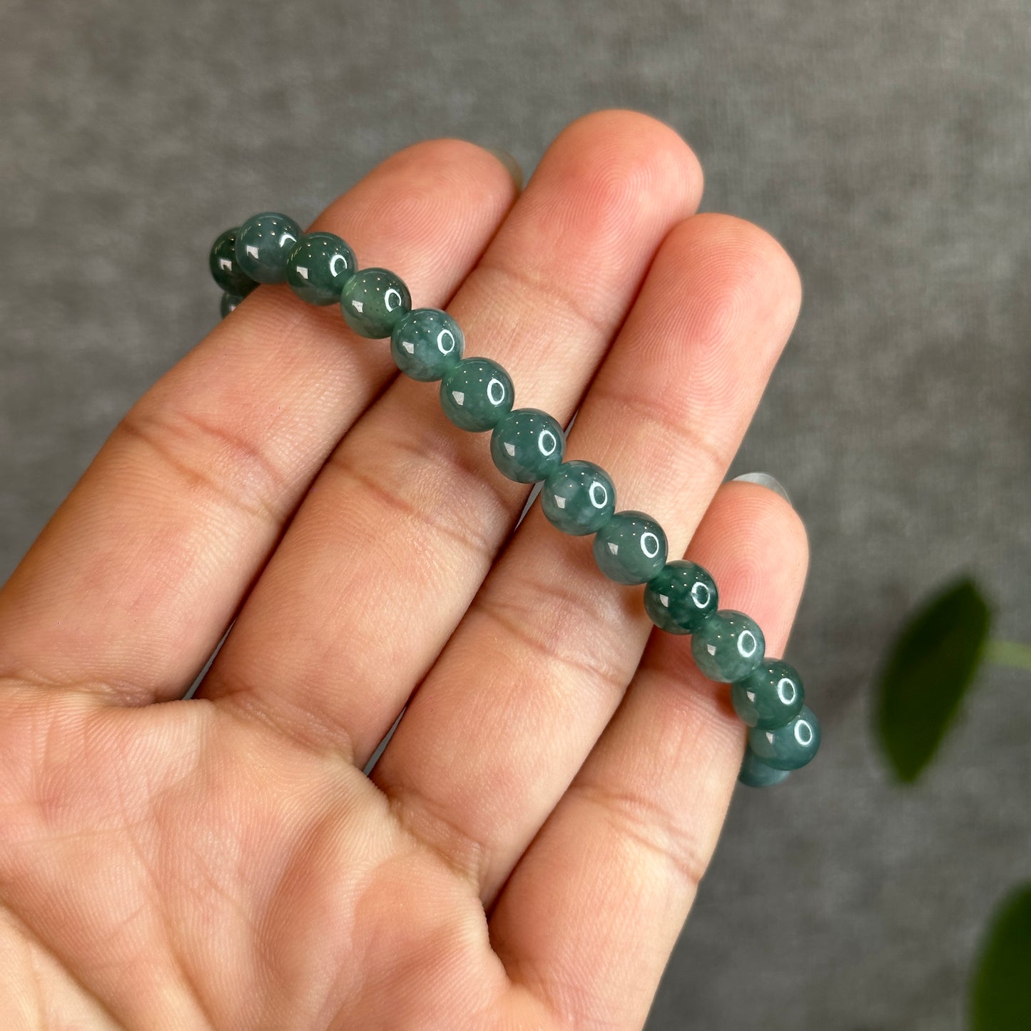 Water Green Jadeite Jade Bracelet Size 6.5 mm