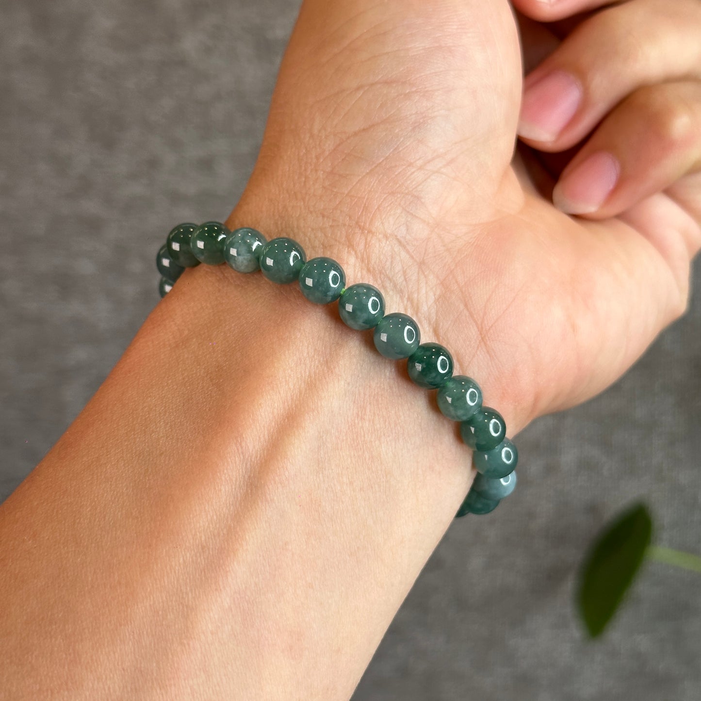 Water Green Jadeite Jade Bracelet Size 6.5 mm