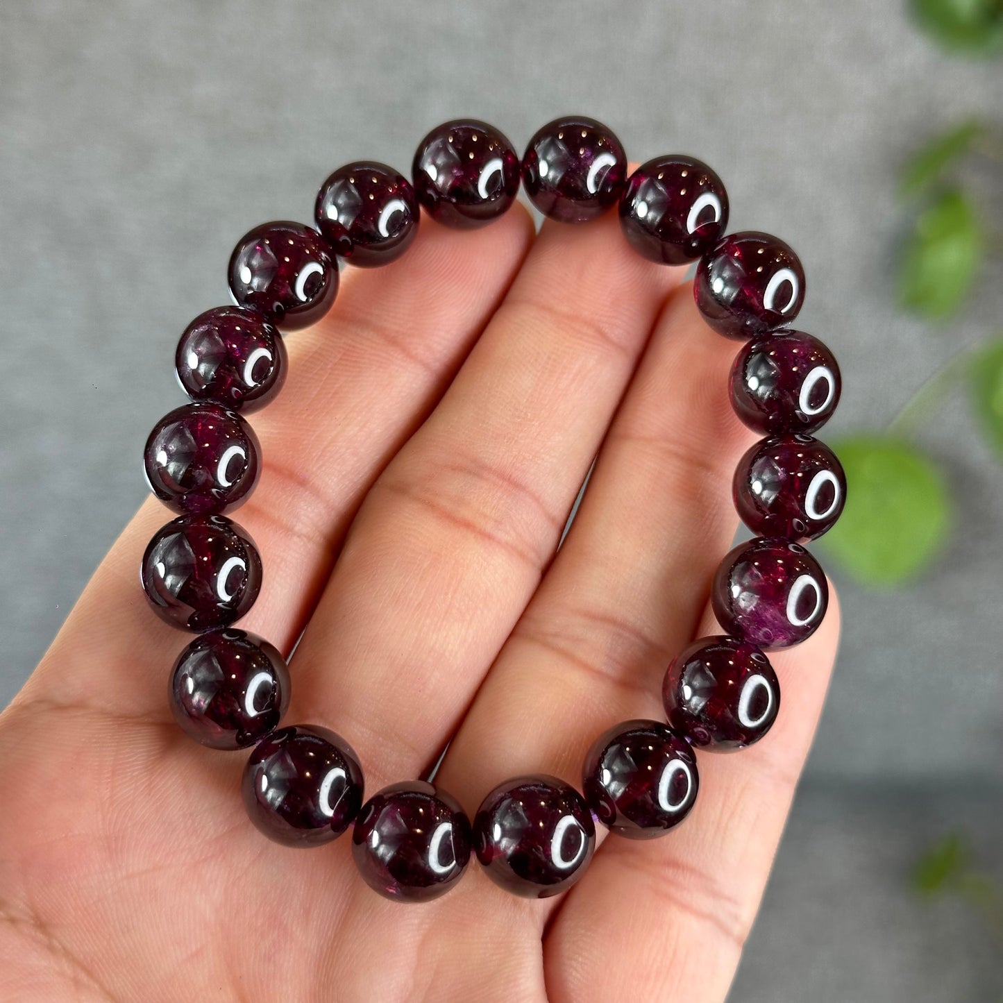 Natural Plum Garnet Bracelet Size 11 mm
