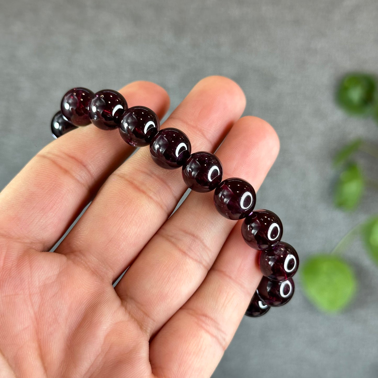 Natural Plum Garnet Bracelet Size 11 mm