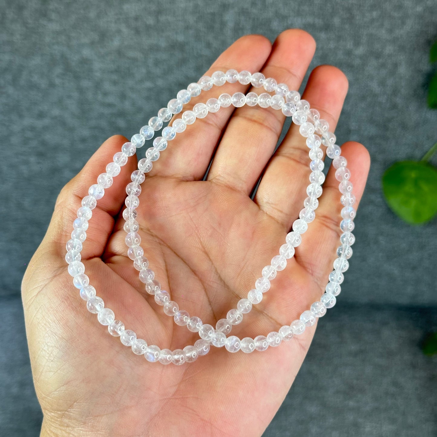 Natural Moonstone Triple Wrap Bracelet Size 5.2 mm