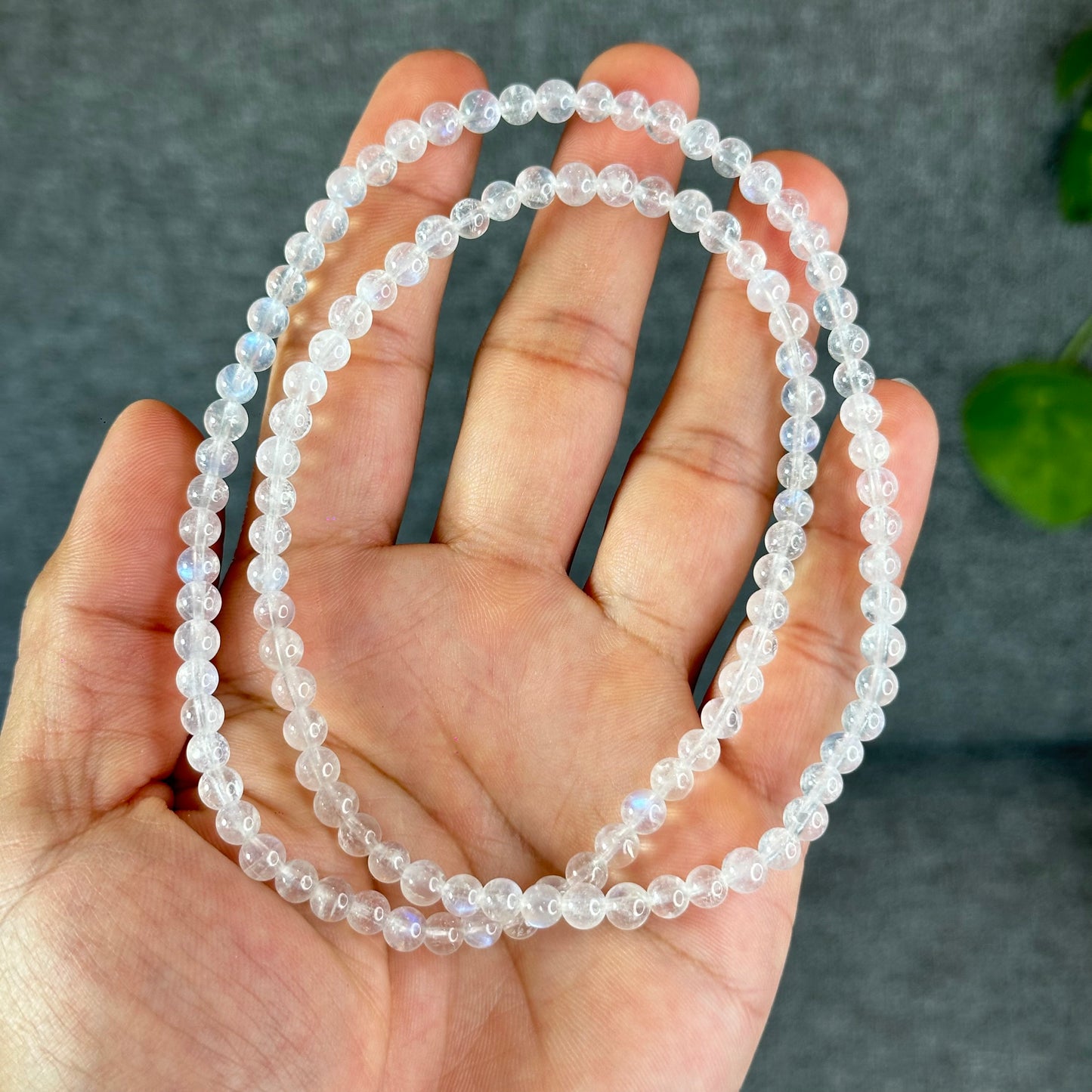 Natural Moonstone Triple Wrap Bracelet Size 5.2 mm
