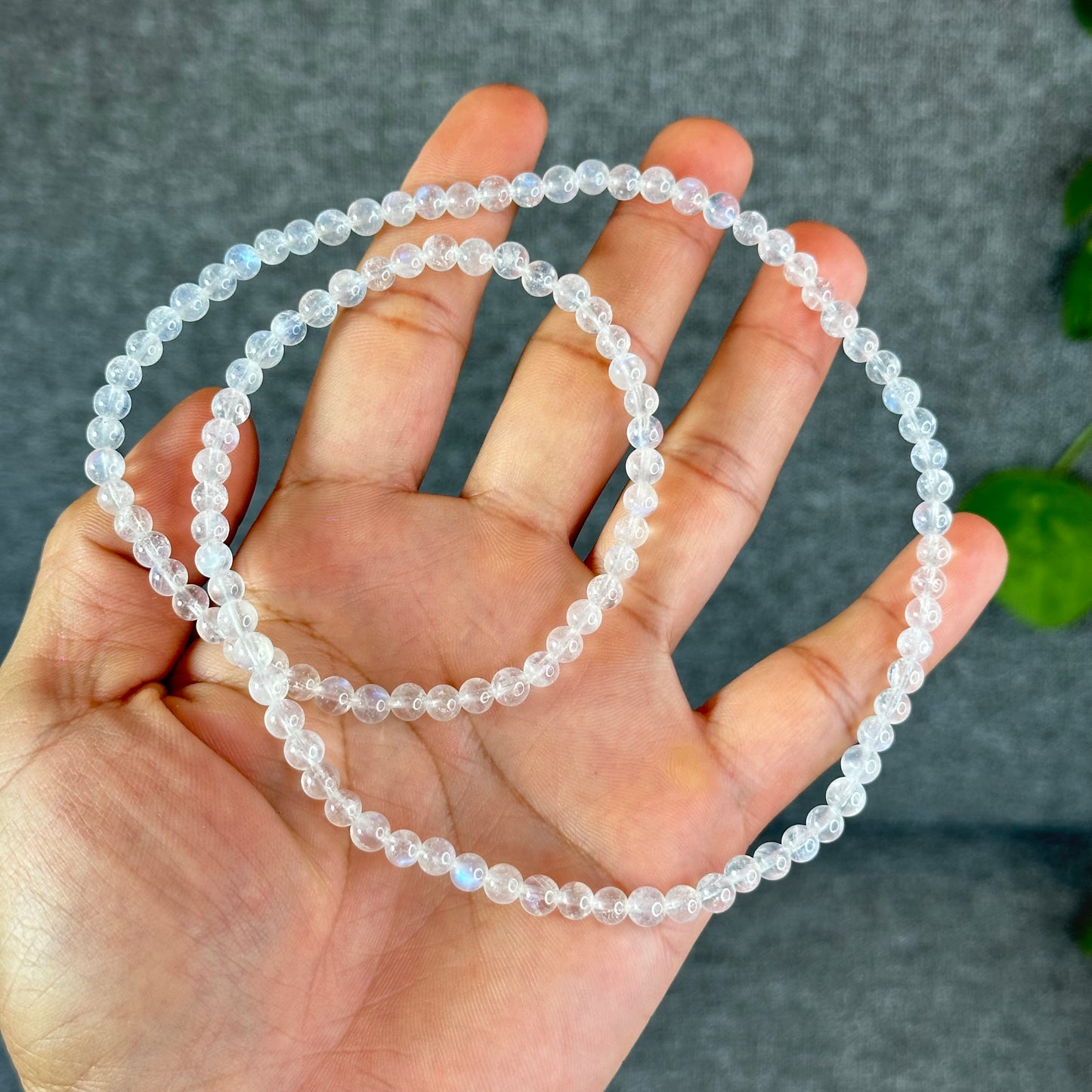 Natural Moonstone Triple Wrap Bracelet Size 5.2 mm