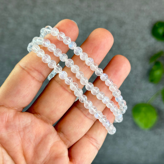 Natural Moonstone Triple Wrap Bracelet Size 5.2 mm