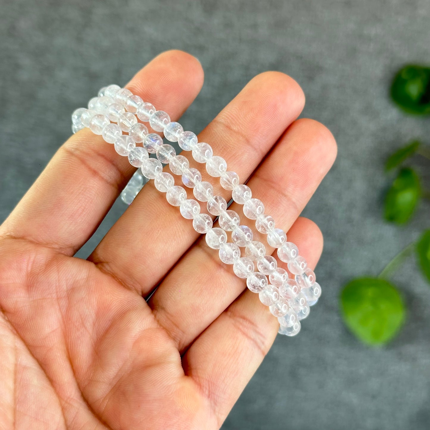 Natural Moonstone Triple Wrap Bracelet Size 5.2 mm