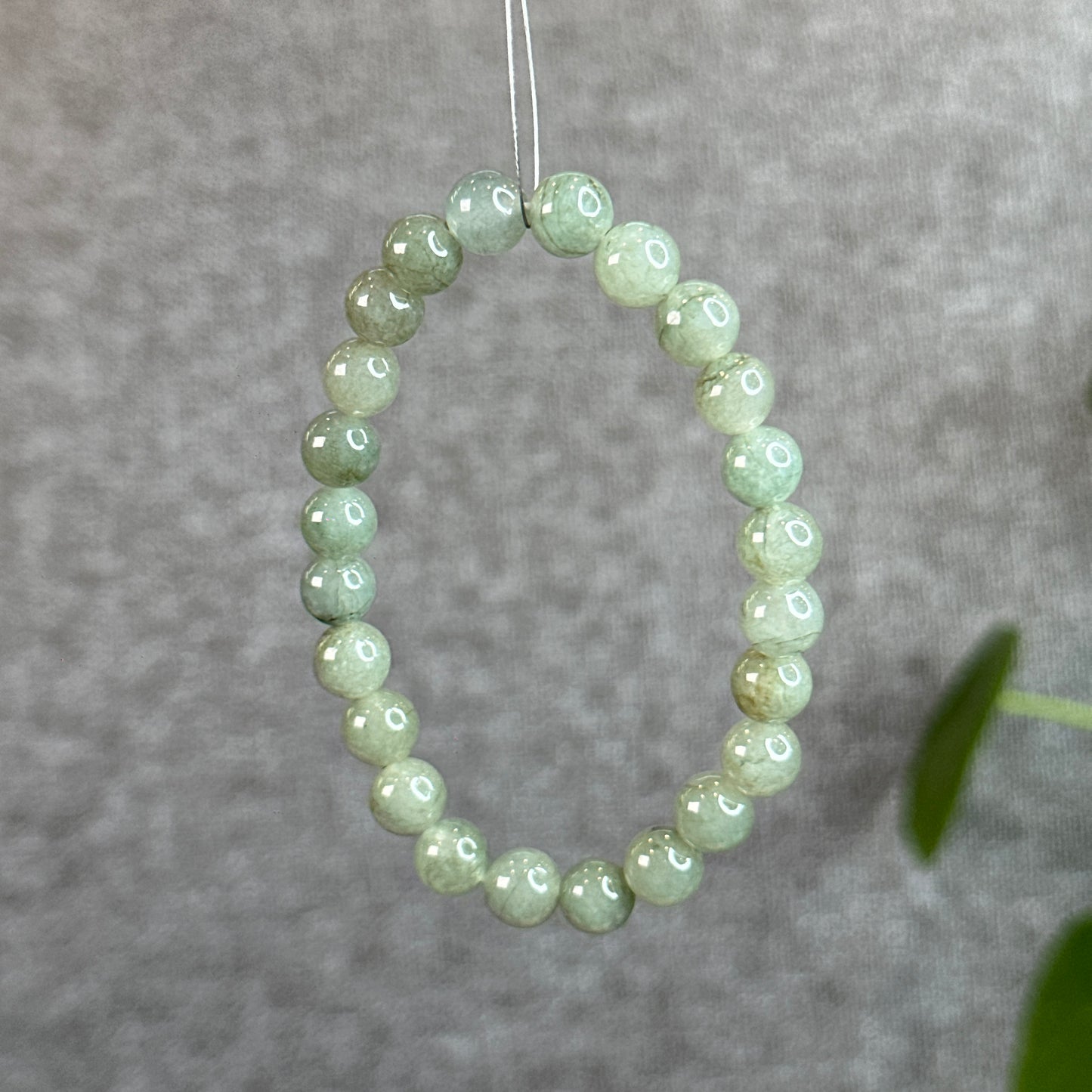 Light Moss Green Jadeite Jade Bracelet Size 7 mm