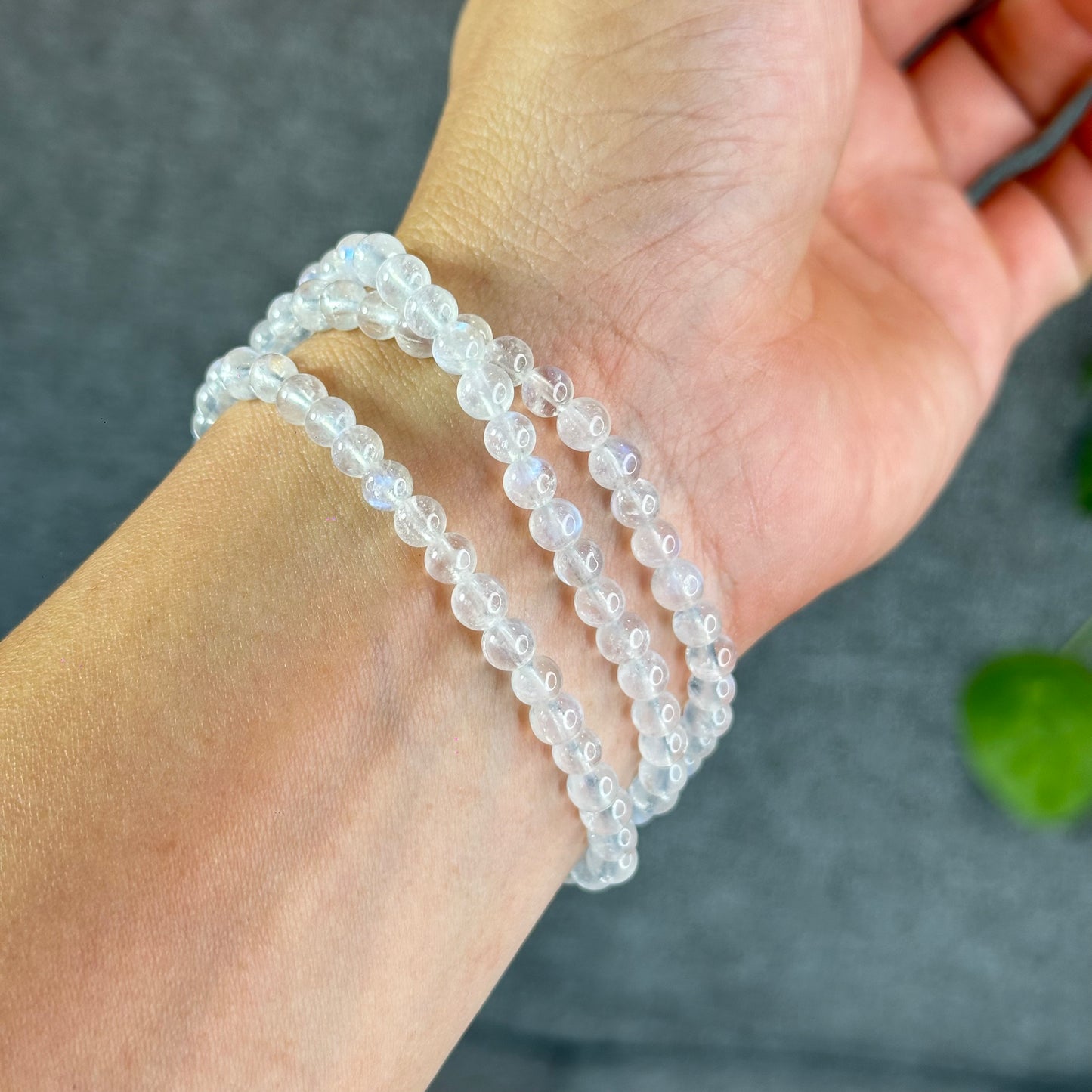 Natural Moonstone Triple Wrap Bracelet Size 5.2 mm