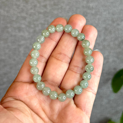 Light Moss Green Jadeite Jade Bracelet Size 7 mm