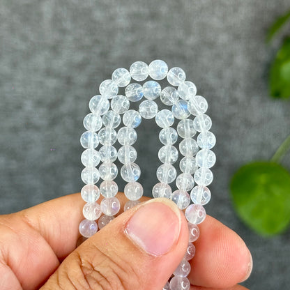 Natural Moonstone Triple Wrap Bracelet Size 5.2 mm