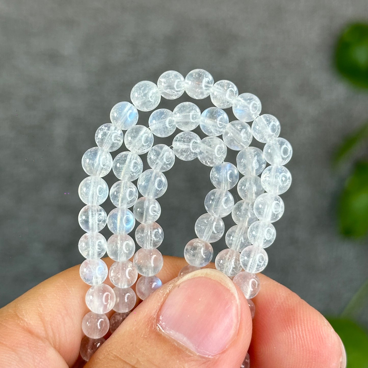 Natural Moonstone Triple Wrap Bracelet Size 5.2 mm