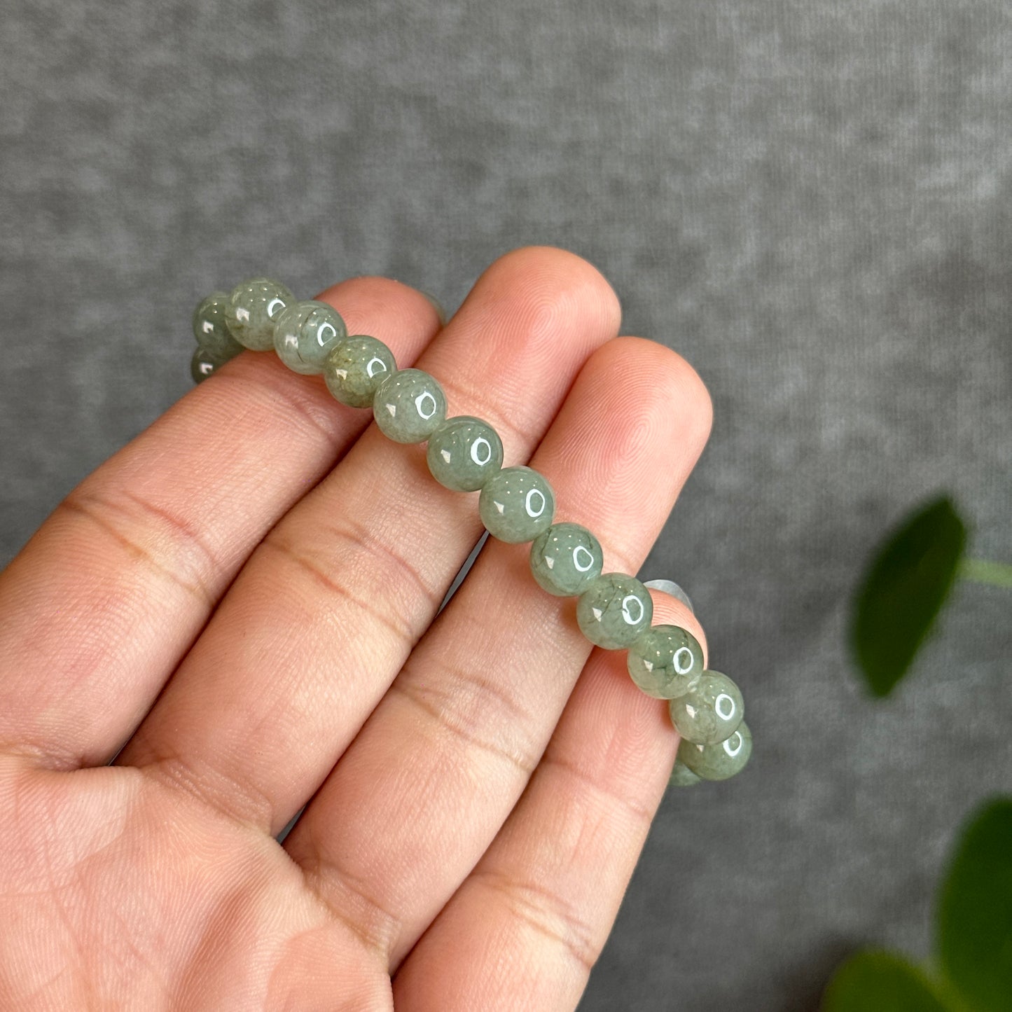 Light Moss Green Jadeite Jade Bracelet Size 7 mm