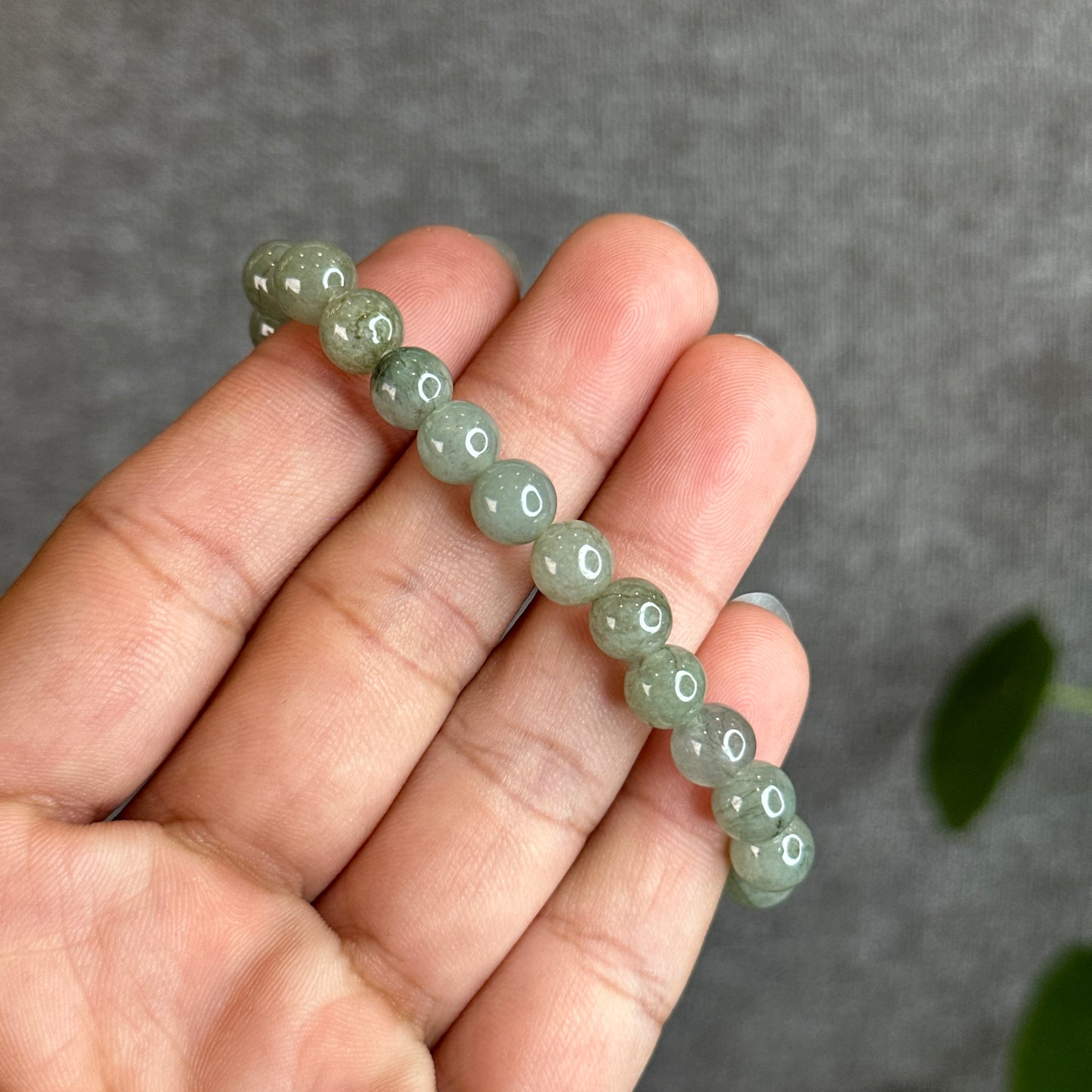 Light Moss Green Jadeite Jade Bracelet Size 7 mm