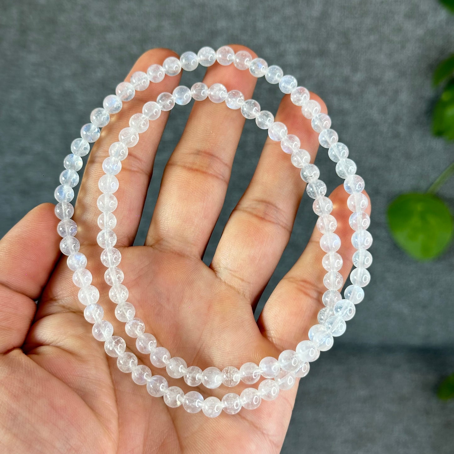 Natural Moonstone Triple Wrap Bracelet Size 5.5 mm