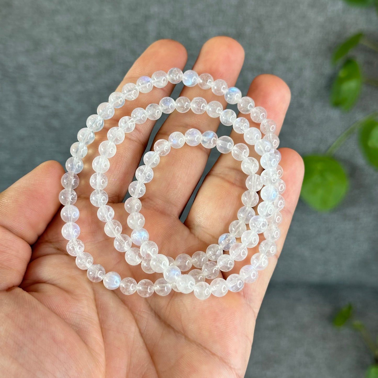 Natural Moonstone Triple Wrap Bracelet Size 5.5 mm