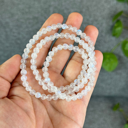 Natural Moonstone Triple Wrap Bracelet Size 5.5 mm