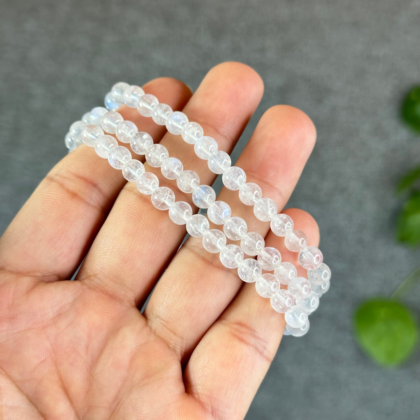 Natural Moonstone Triple Wrap Bracelet Size 5.5 mm