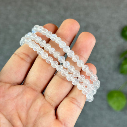 Natural Moonstone Triple Wrap Bracelet Size 5.5 mm