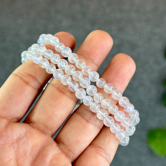 Natural Moonstone Triple Wrap Bracelet Size 5.5 mm