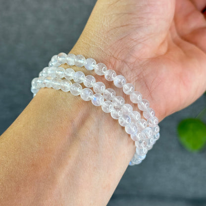Natural Moonstone Triple Wrap Bracelet Size 5.5 mm