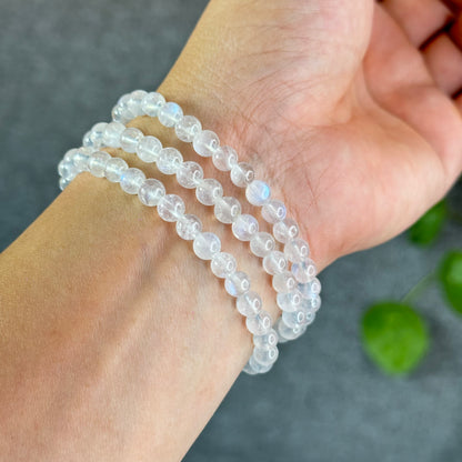 Natural Moonstone Triple Wrap Bracelet Size 5.5 mm