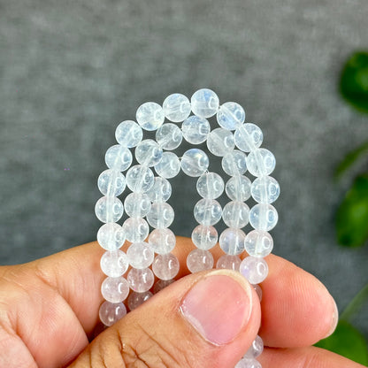 Natural Moonstone Triple Wrap Bracelet Size 5.5 mm