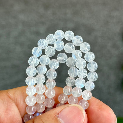 Natural Moonstone Triple Wrap Bracelet Size 5.5 mm