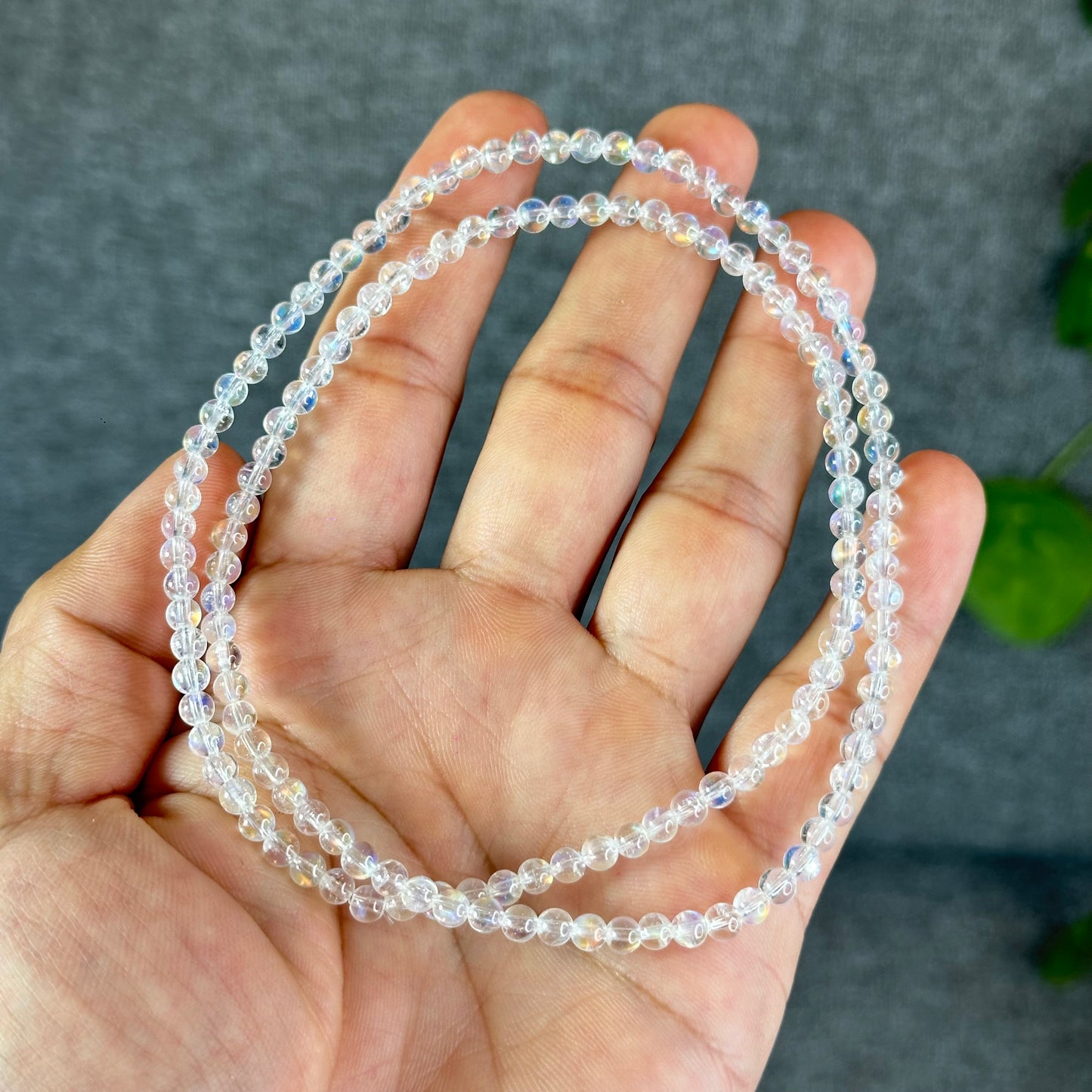 Natural Madagascar Rainbow Moonstone VIP Triple Wrap Bracelet Size 4 mm