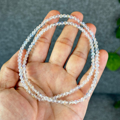 Natural Madagascar Rainbow Moonstone VIP Triple Wrap Bracelet Size 4 mm