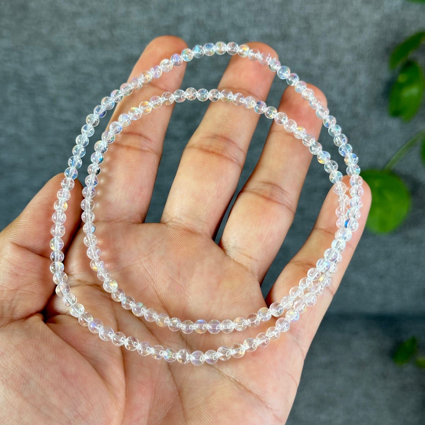 Natural Madagascar Rainbow Moonstone VIP Triple Wrap Bracelet Size 4 mm