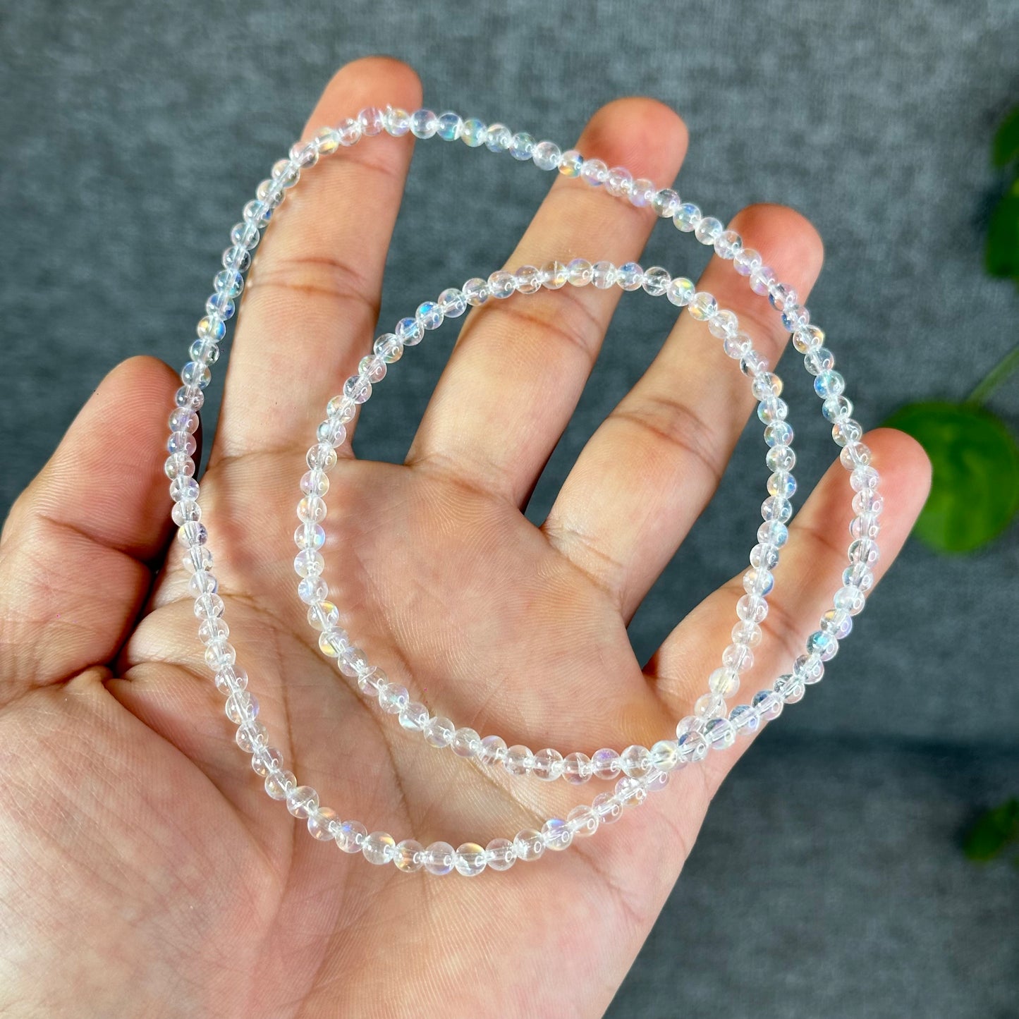 Natural Madagascar Rainbow Moonstone VIP Triple Wrap Bracelet Size 4 mm