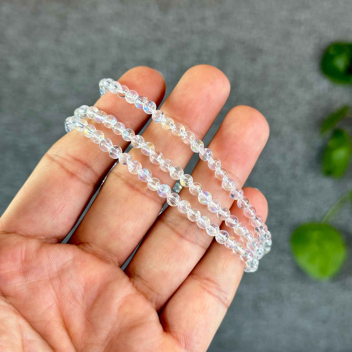 Natural Madagascar Rainbow Moonstone VIP Triple Wrap Bracelet Size 4 mm
