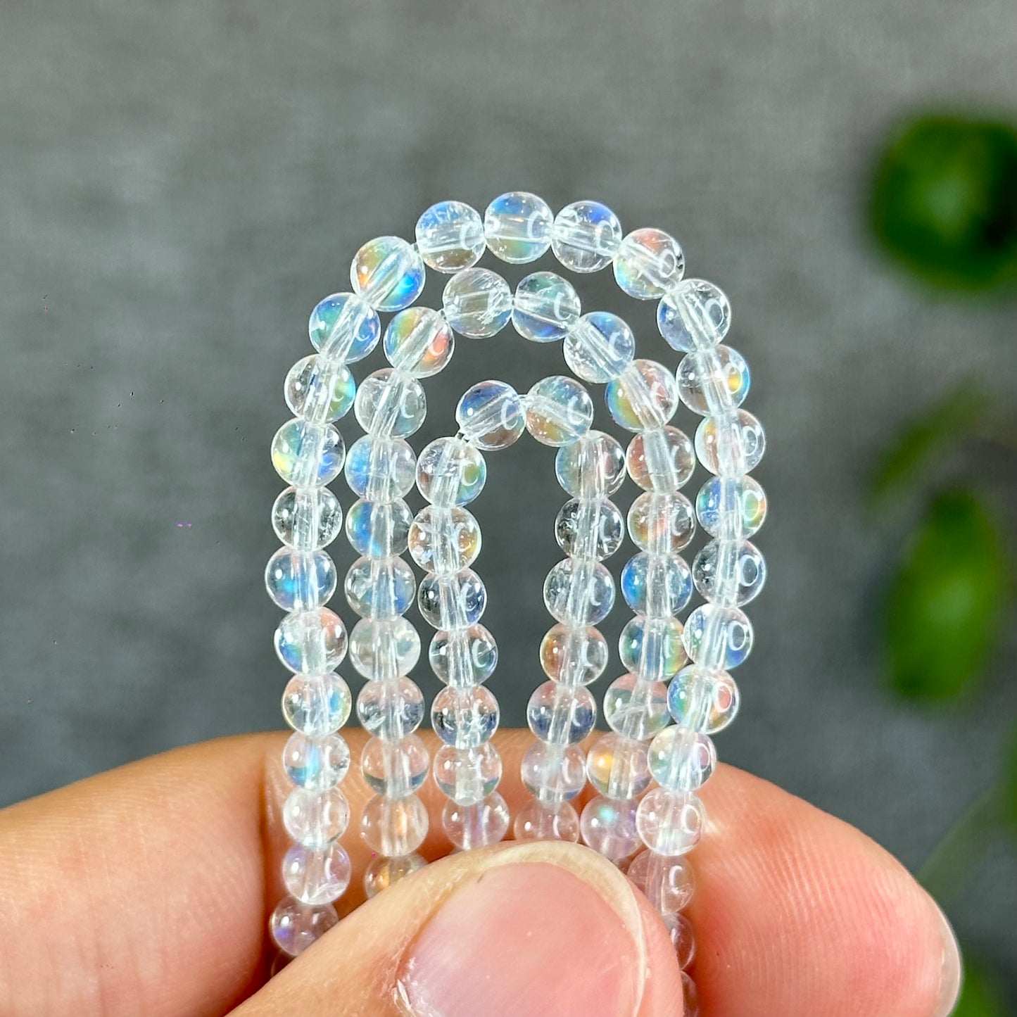Natural Madagascar Rainbow Moonstone VIP Triple Wrap Bracelet Size 4 mm