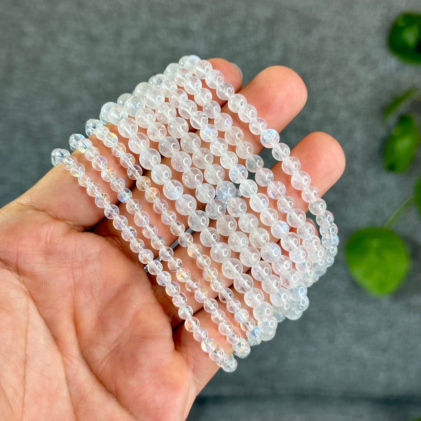 Natural Madagascar Rainbow Moonstone VIP Triple Wrap Bracelet Size 4 mm