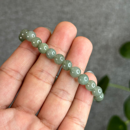 Light Moss Green Natural Jadeite Jade Bracelet Size 7 mm
