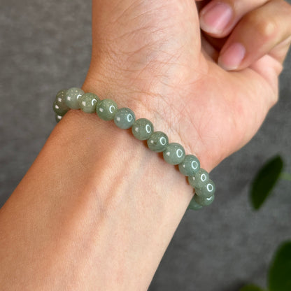 Light Moss Green Natural Jadeite Jade Bracelet Size 7 mm