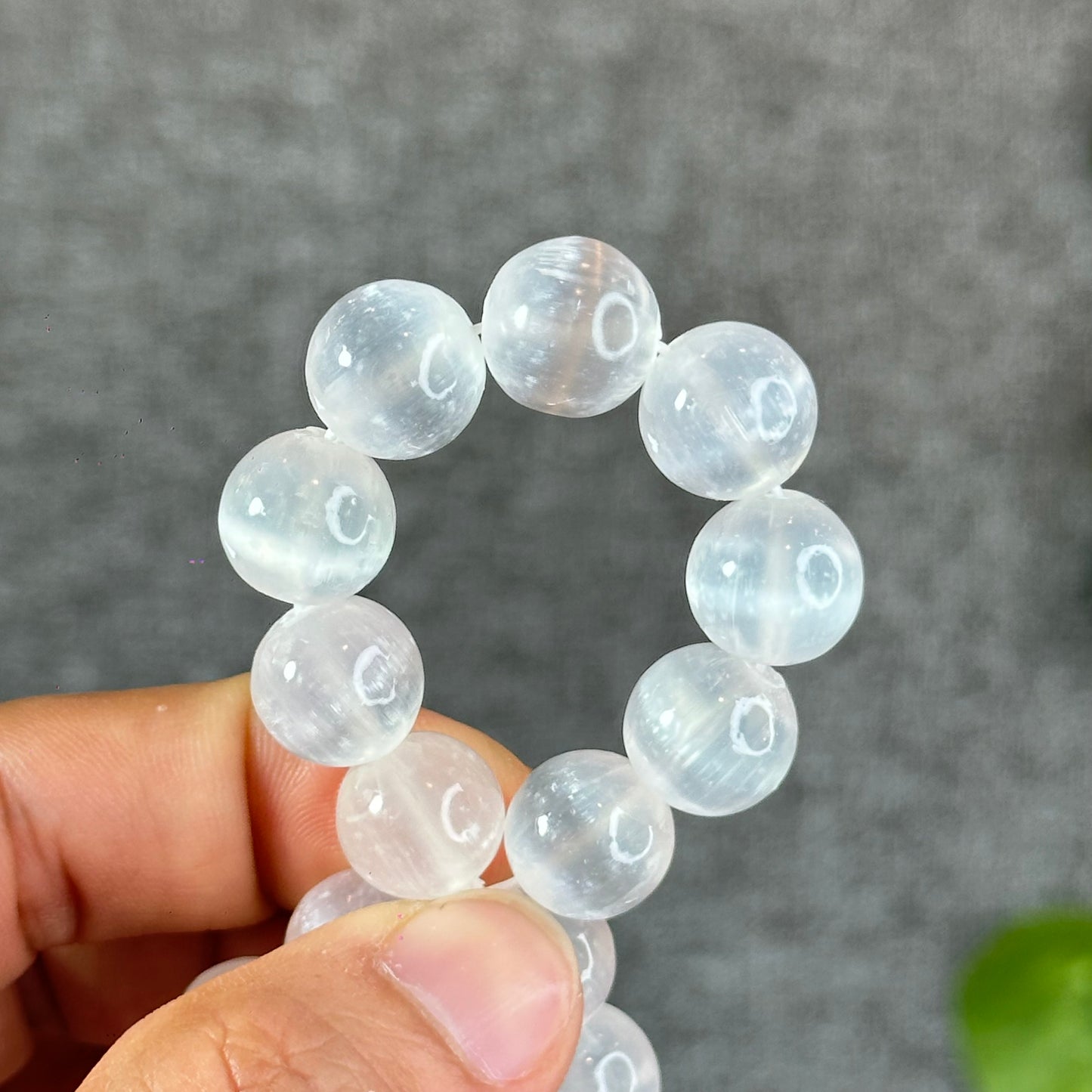 Natural Selenite Bracelet Size 12 mm