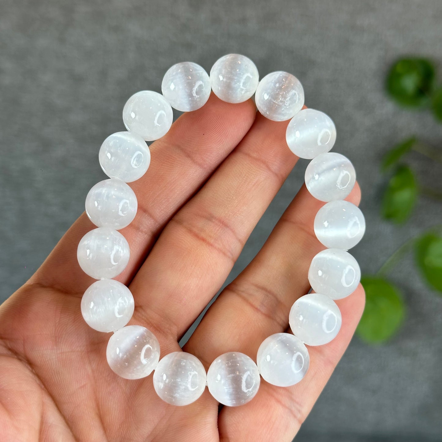 Natural Selenite Bracelet Size 12 mm