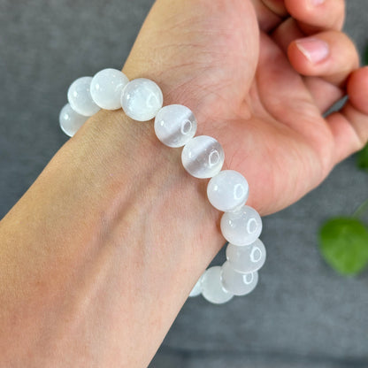 Natural Selenite Bracelet Size 12 mm