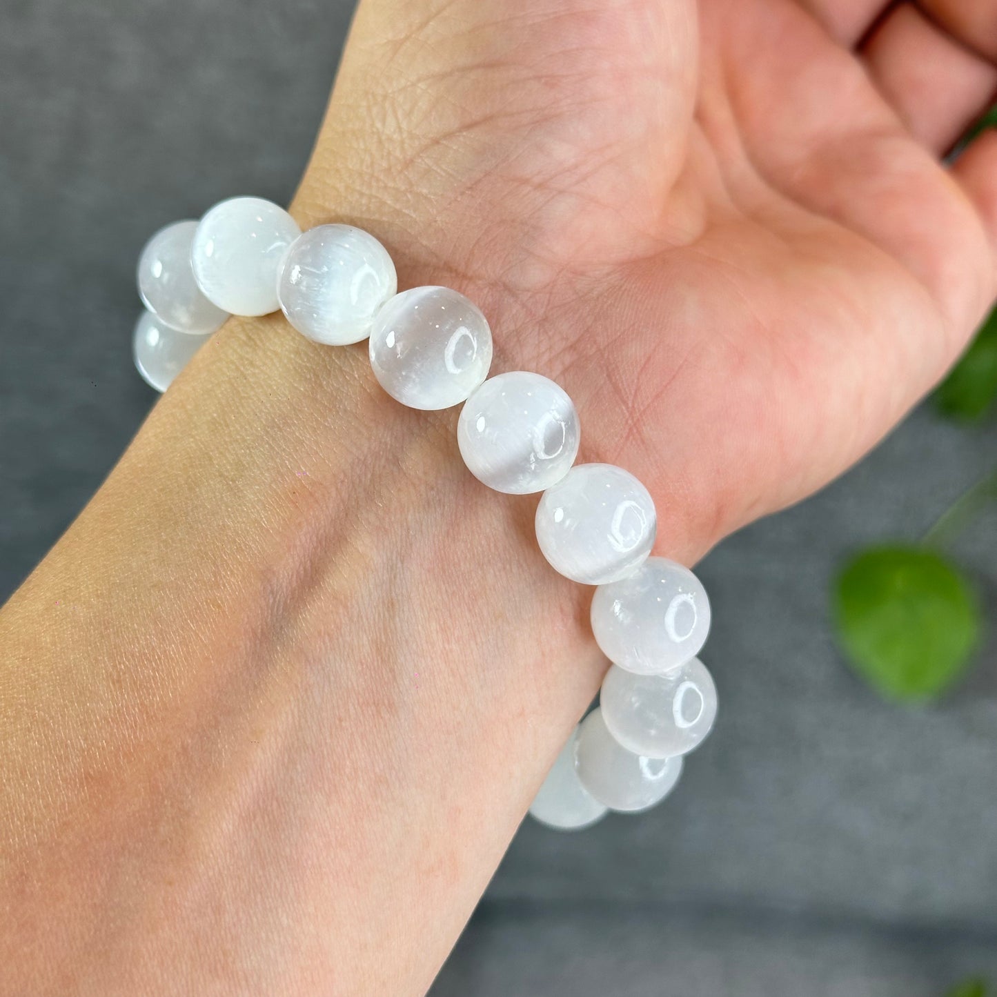 Natural Selenite Bracelet Size 12 mm