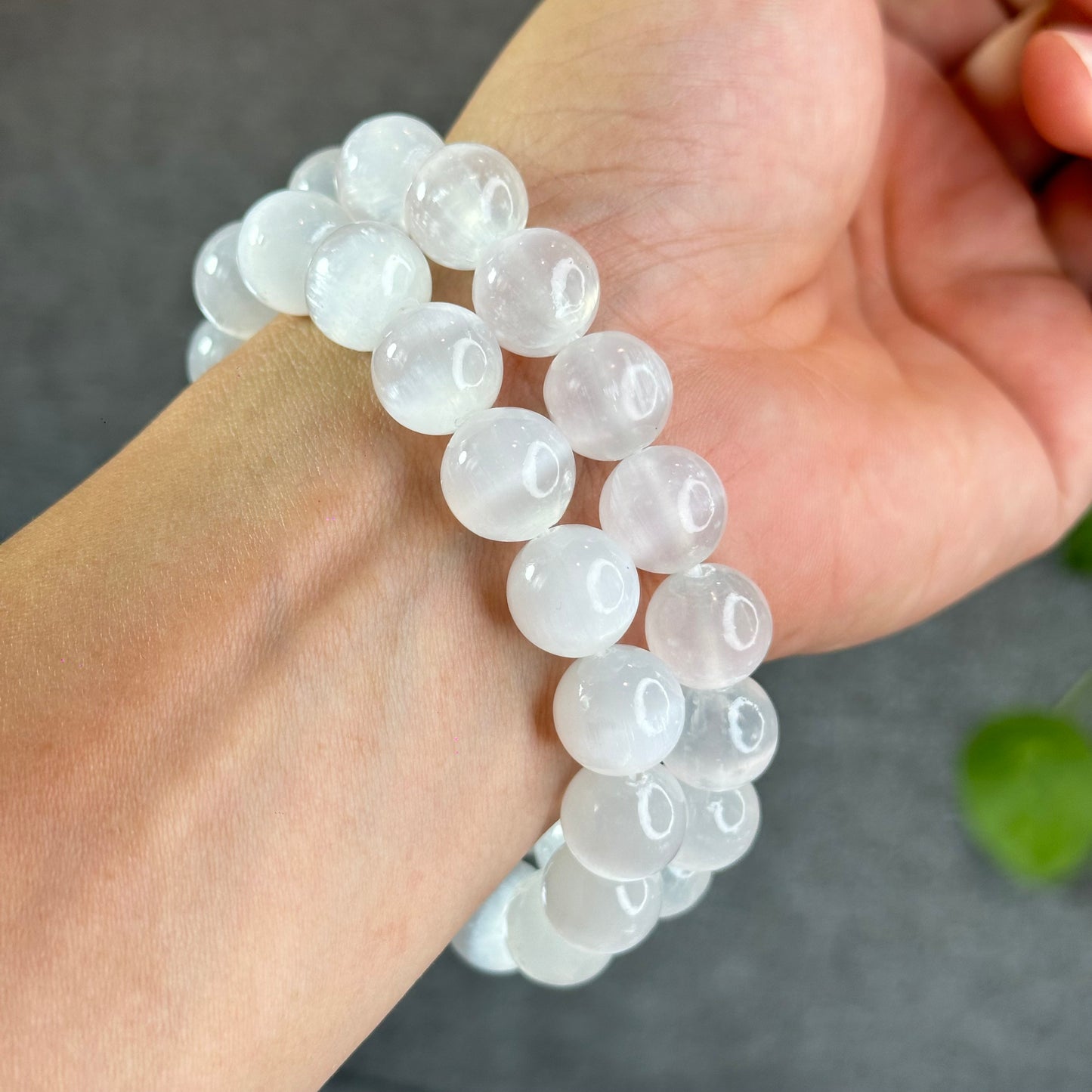 Natural Selenite Bracelet Size 12 mm