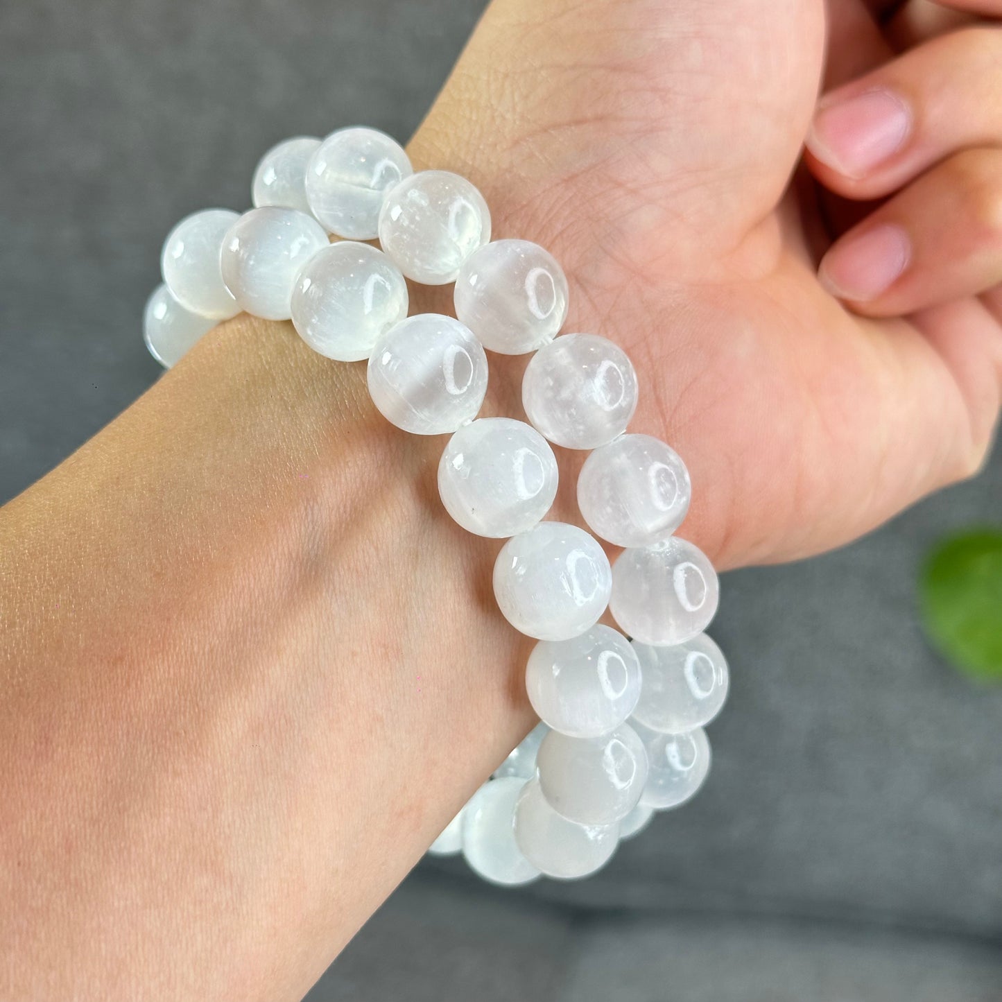 Natural Selenite Bracelet Size 12 mm