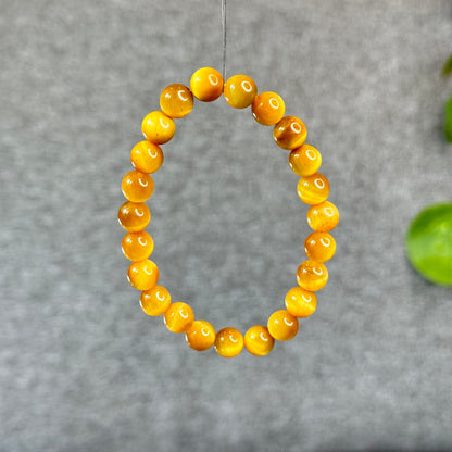 Natural Amber Tiger Eye Bracelet Size 8.3 mm